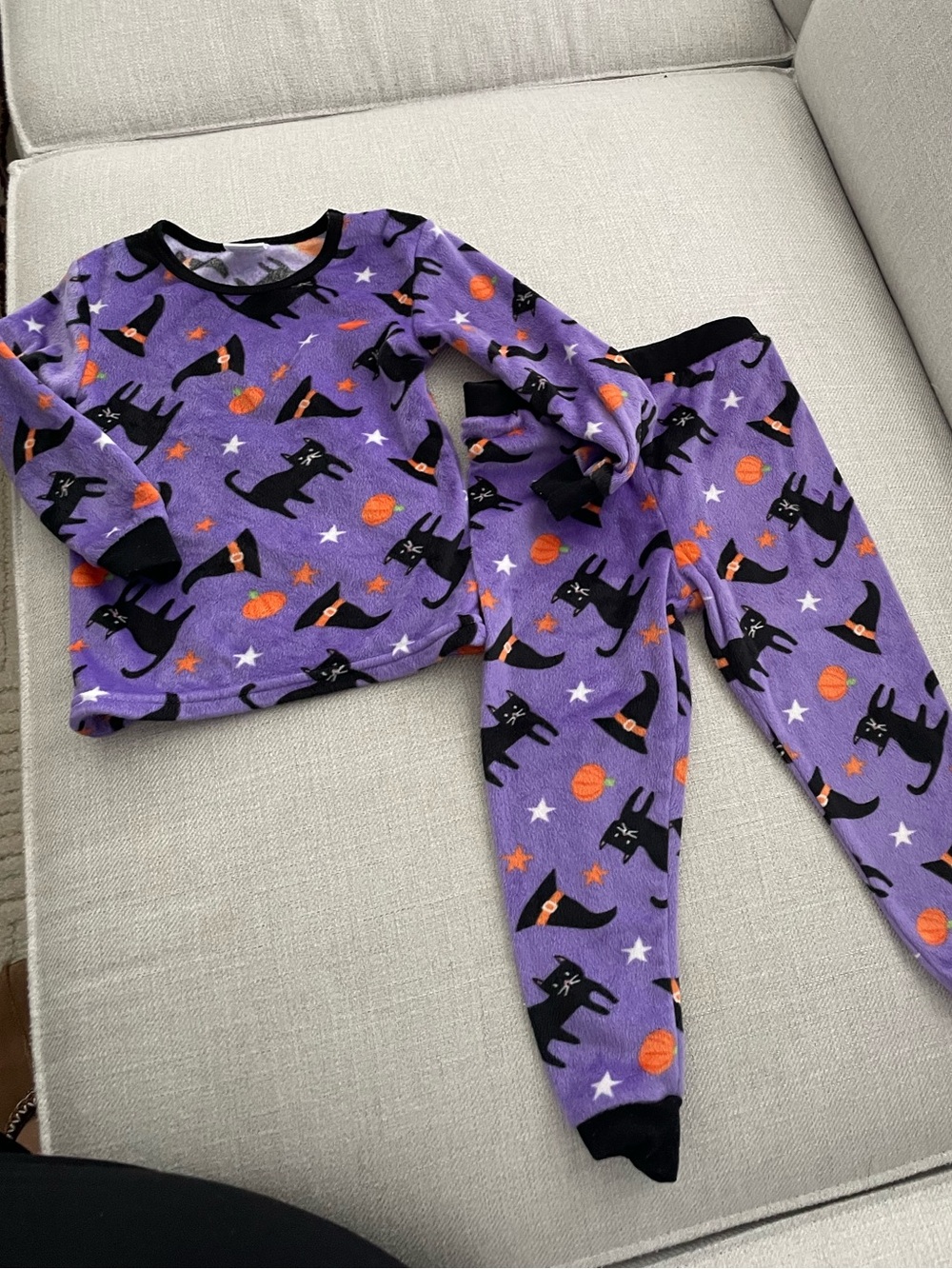 Halloween soft black car purple kids pajama